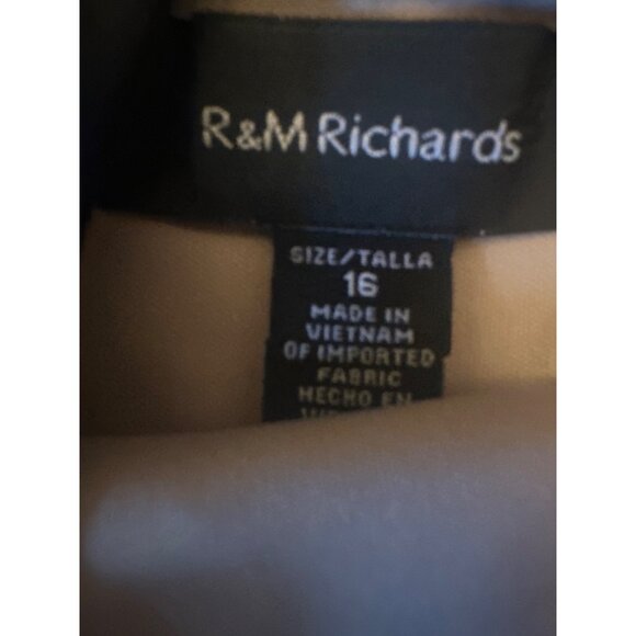 R&M Richards Size 16 Black & Tan Striped Dress Sheer Panels Party Cocktail - Picture 2 of 6